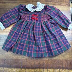 Vintage Christmas girls plaid dress 24 Months